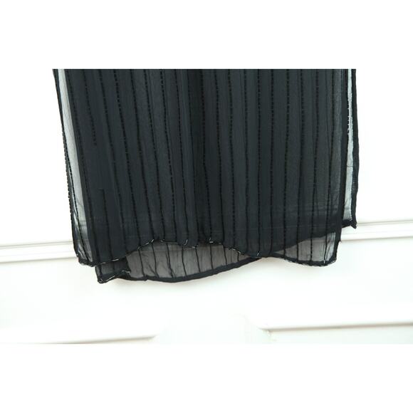 Beaded Silk Scarf 70" x 20" Sheer Whimsigoth 90s Witchy Y2K Rectangle Shawl - Picture 4 of 14